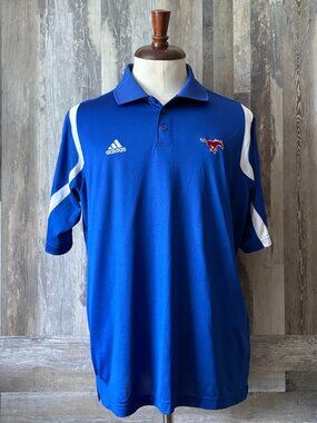 Men's Adidas Sideline Climalite Polo NCAA SMU Mustangs Large